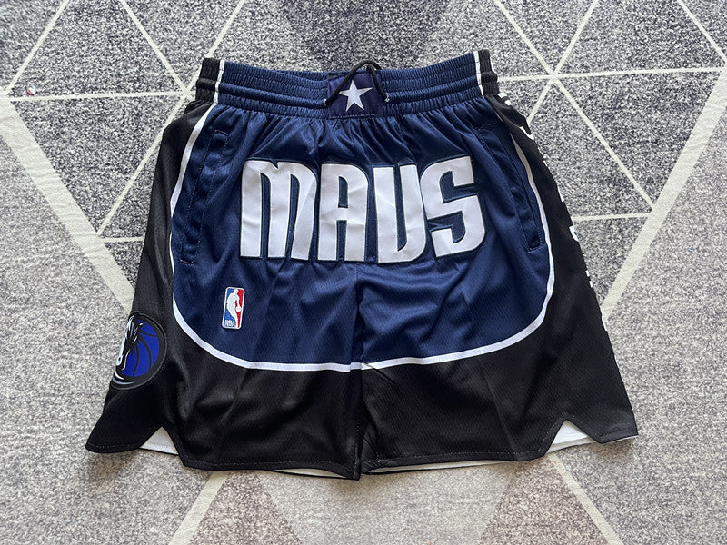 Navy Dallas Mavericks premium basketball shorts, full front view