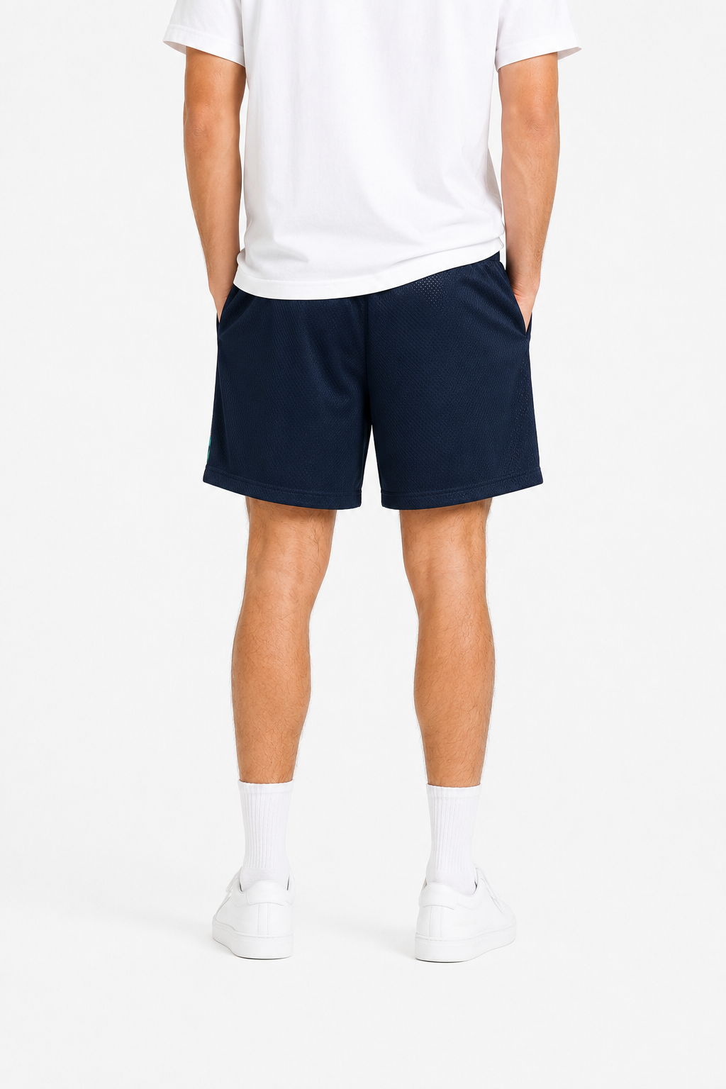 Marquette Navy mesh shorts - lifestyle view