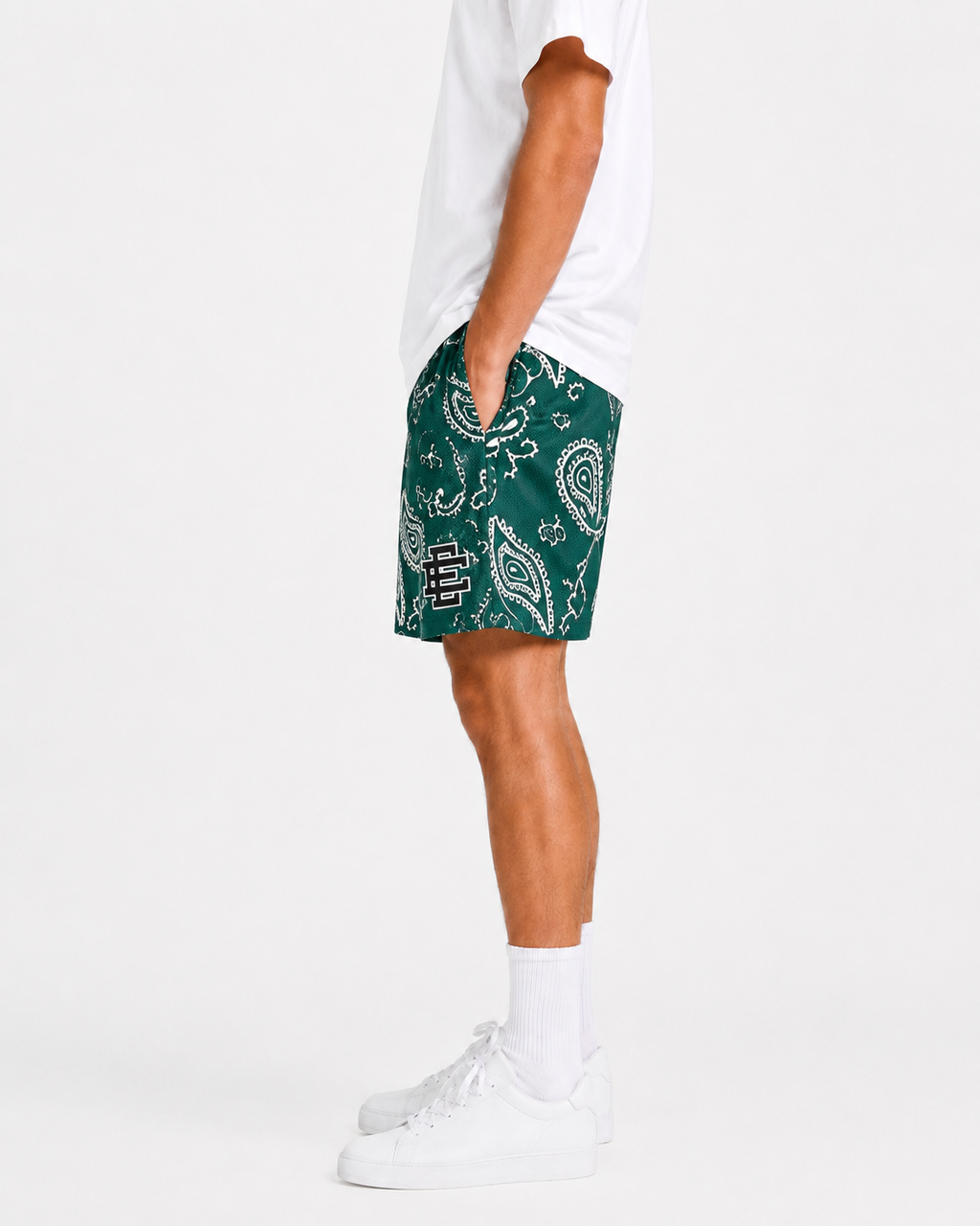 Emerald Paisley mesh shorts - lifestyle view
