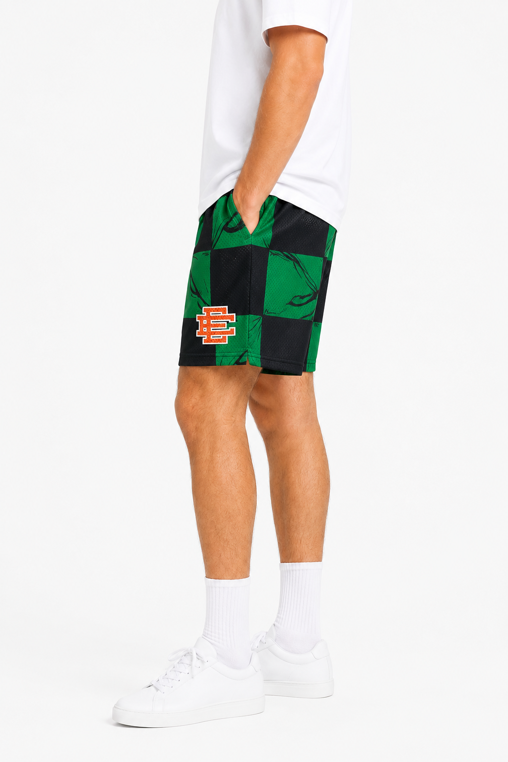 Neon Checker mesh shorts - lifestyle view