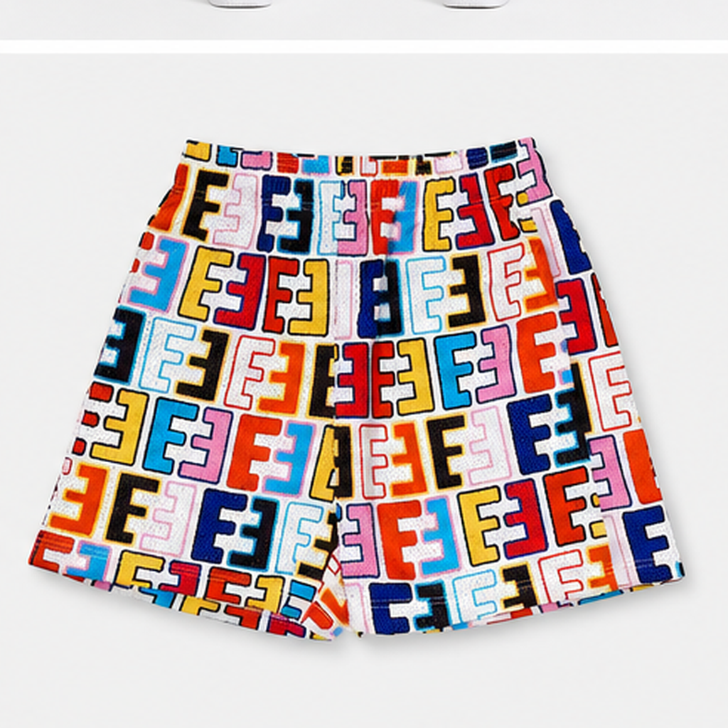 Multi White mesh shorts - detail view