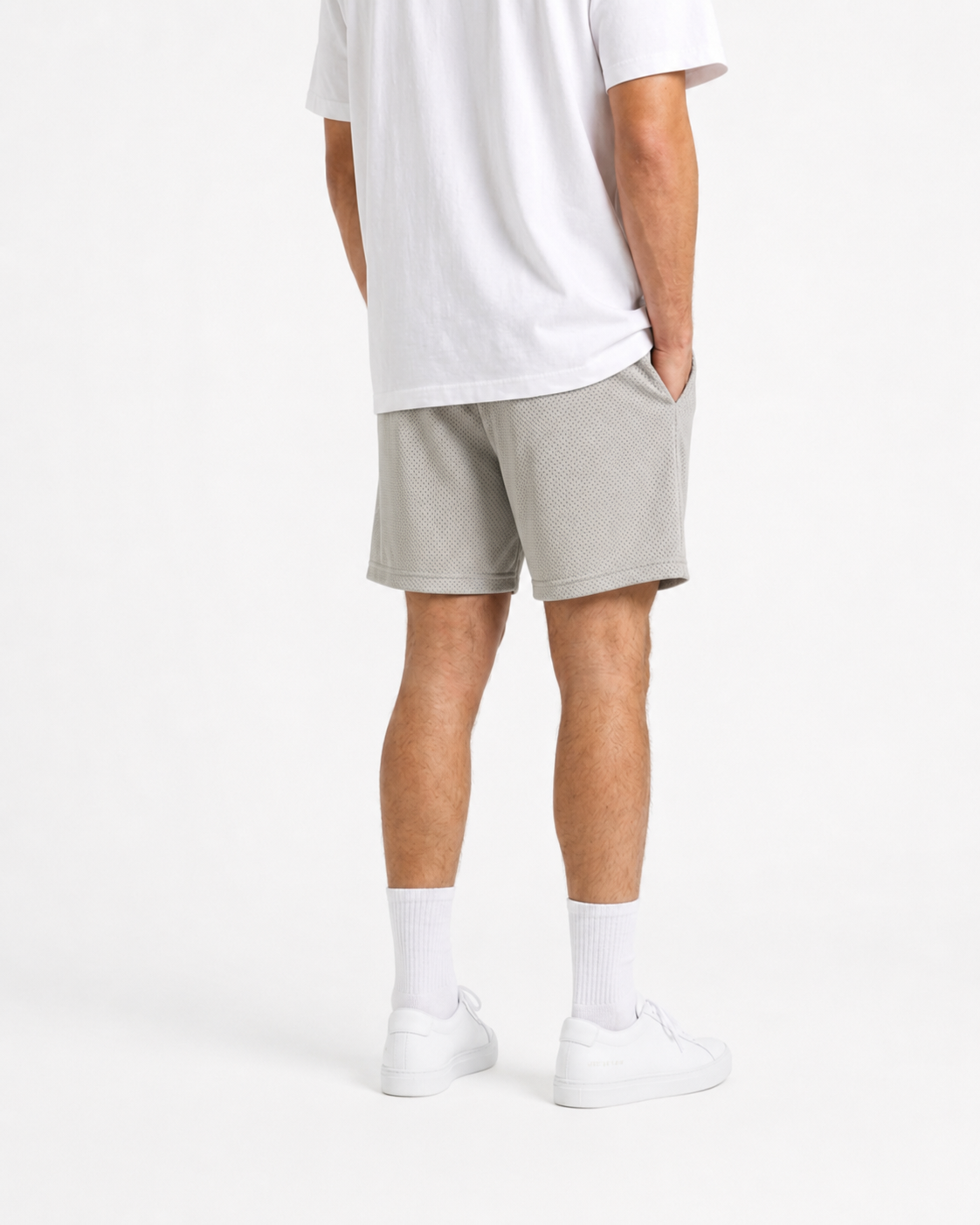 Stone Grey mesh shorts - side view