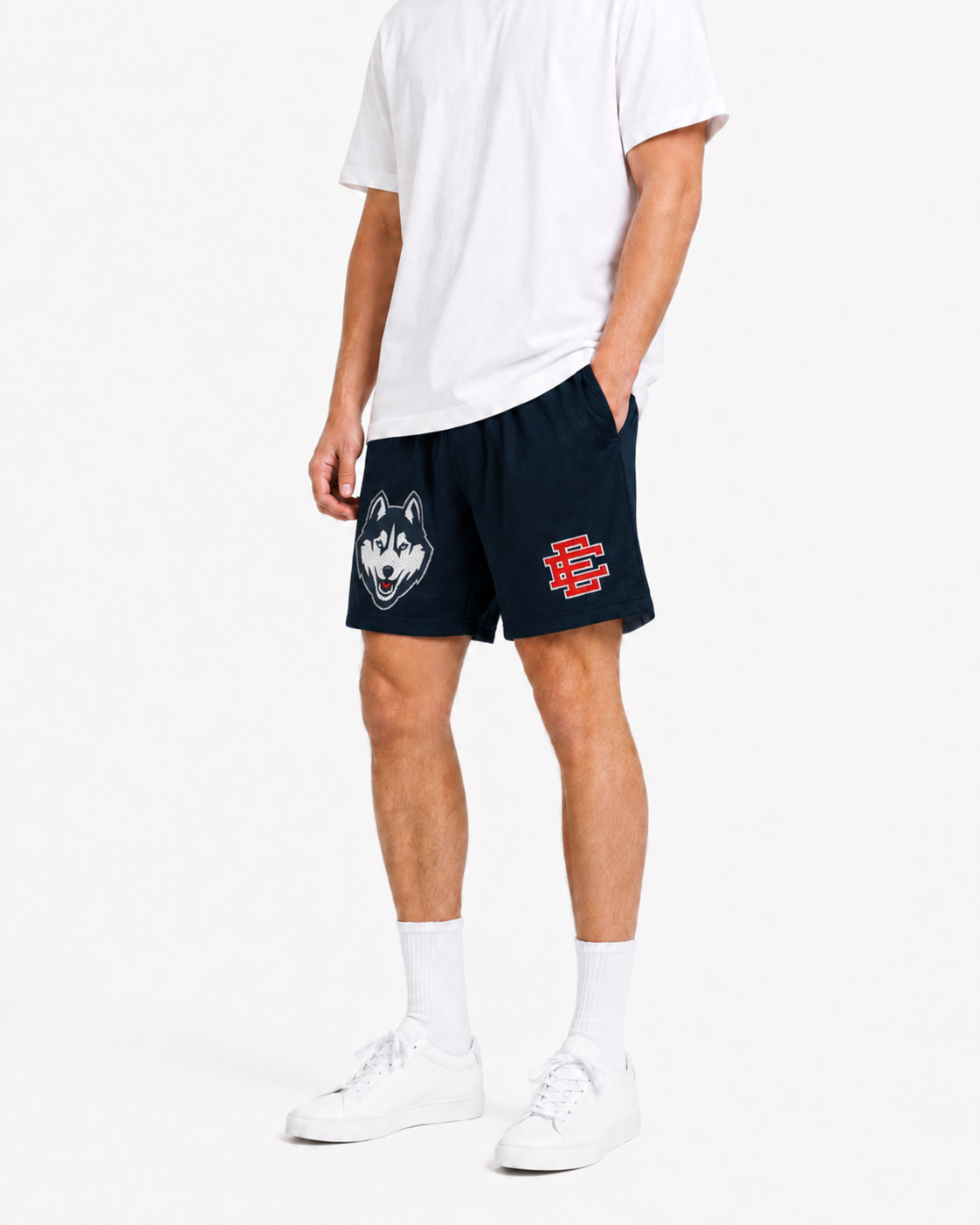 Husky Navy mesh shorts - side view