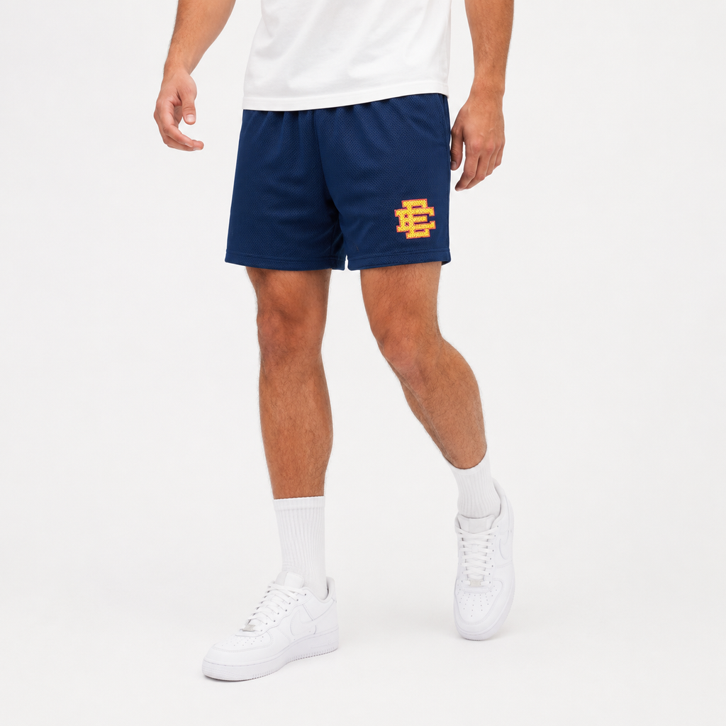 Navy Sunset mesh shorts - detail view