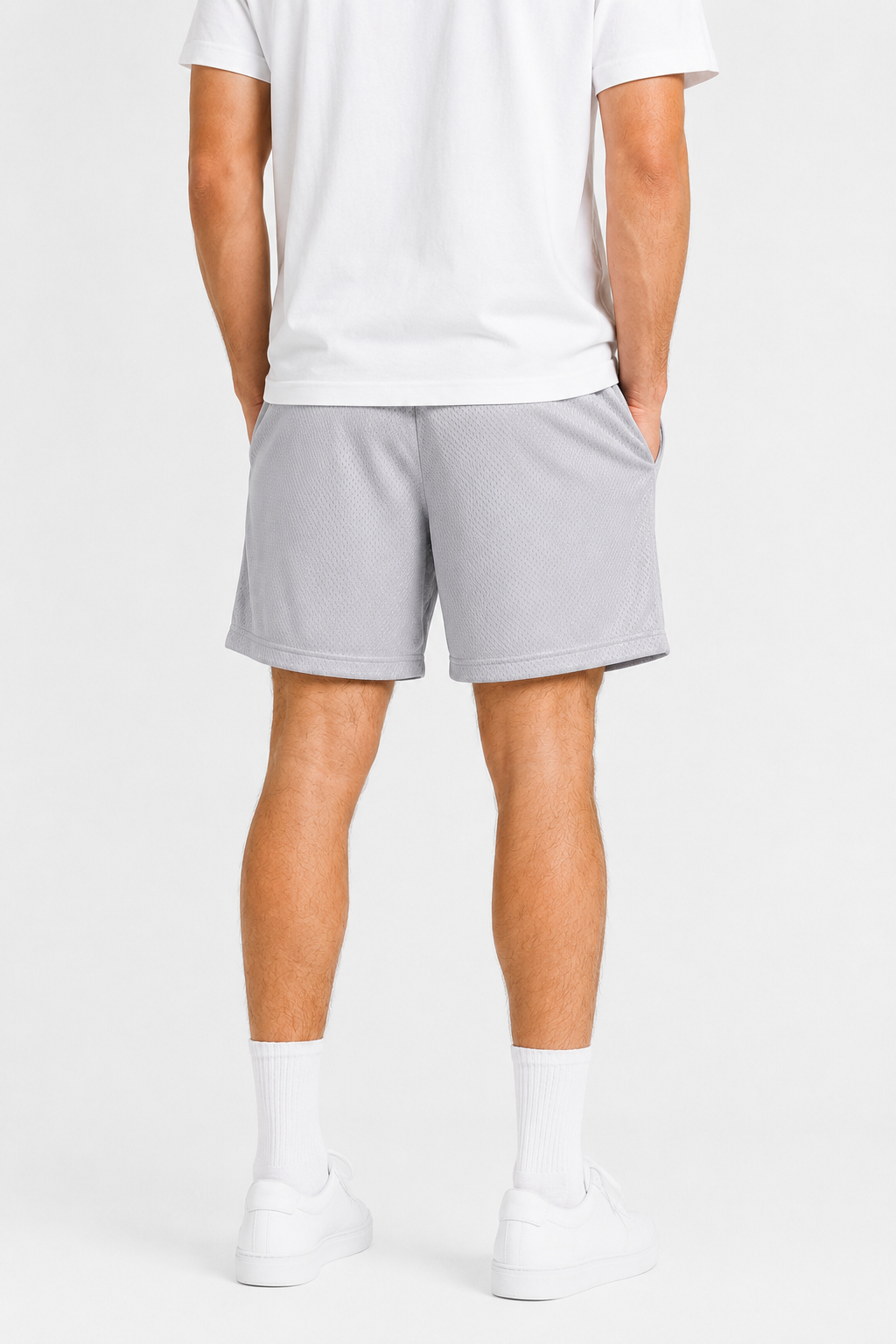 Detroit Grey mesh shorts - lifestyle view