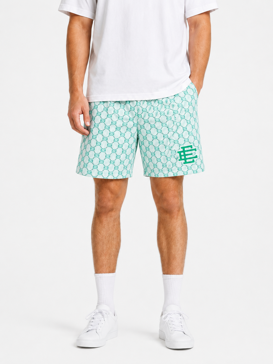 Aqua Monogram mesh shorts - front angle view