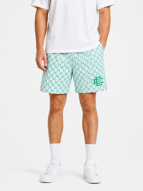 Aqua Monogram mesh shorts - front angle view