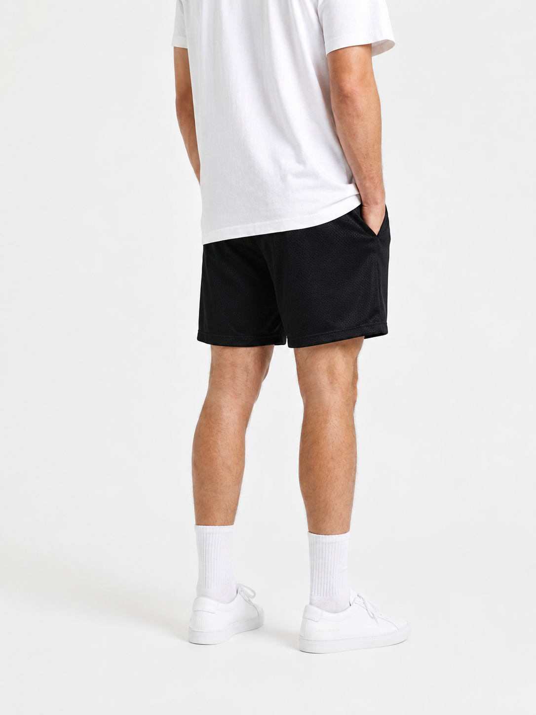 Spider Web Black mesh shorts - back angle view
