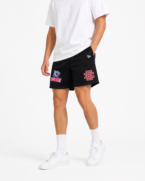 Black Belmont mesh shorts - front angle view