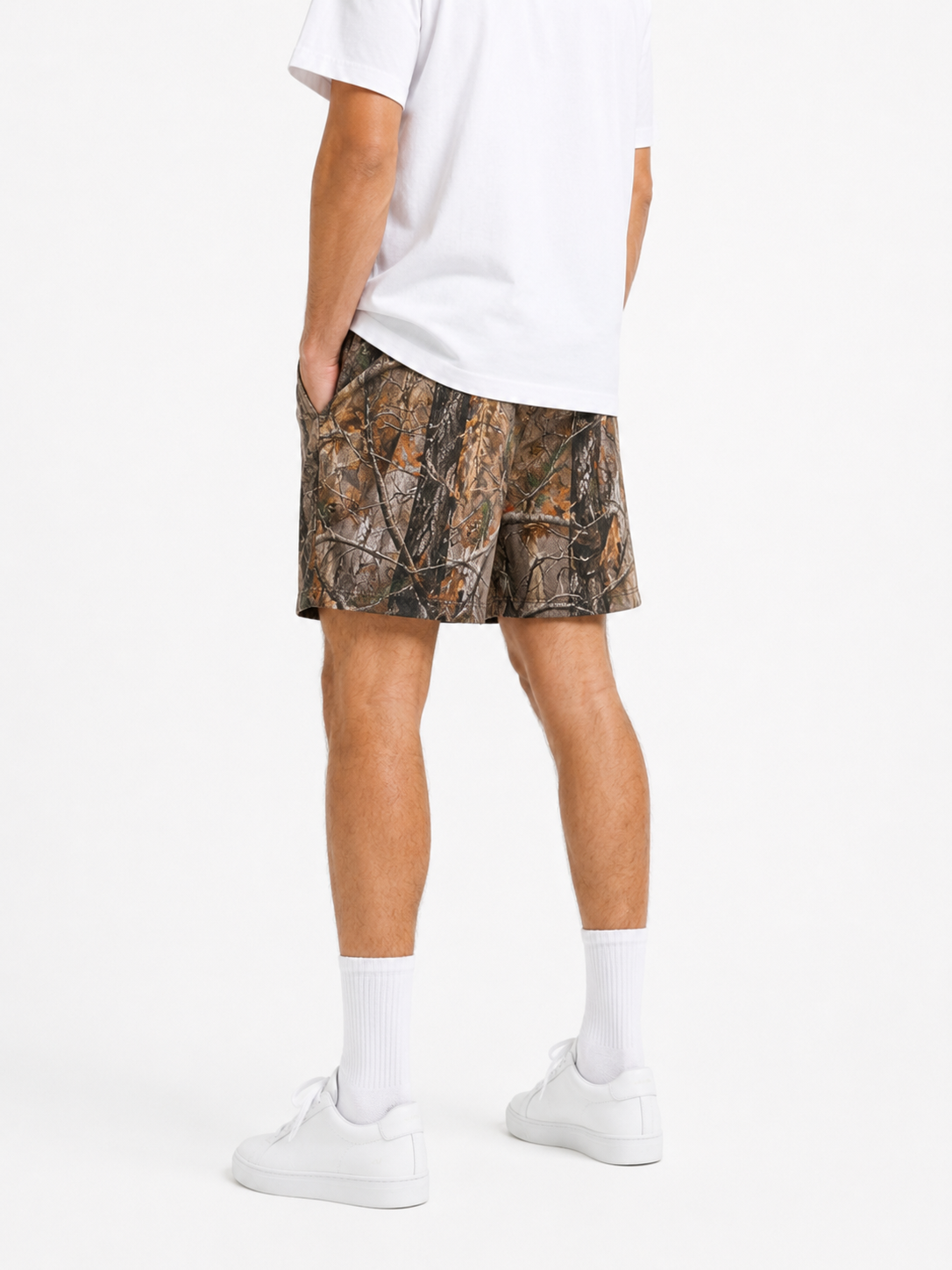 Realtree Orange mesh shorts - side view