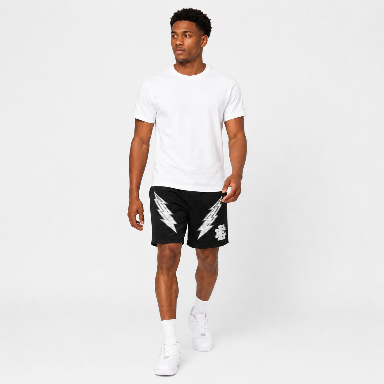 Black Lightning mesh shorts - lifestyle view