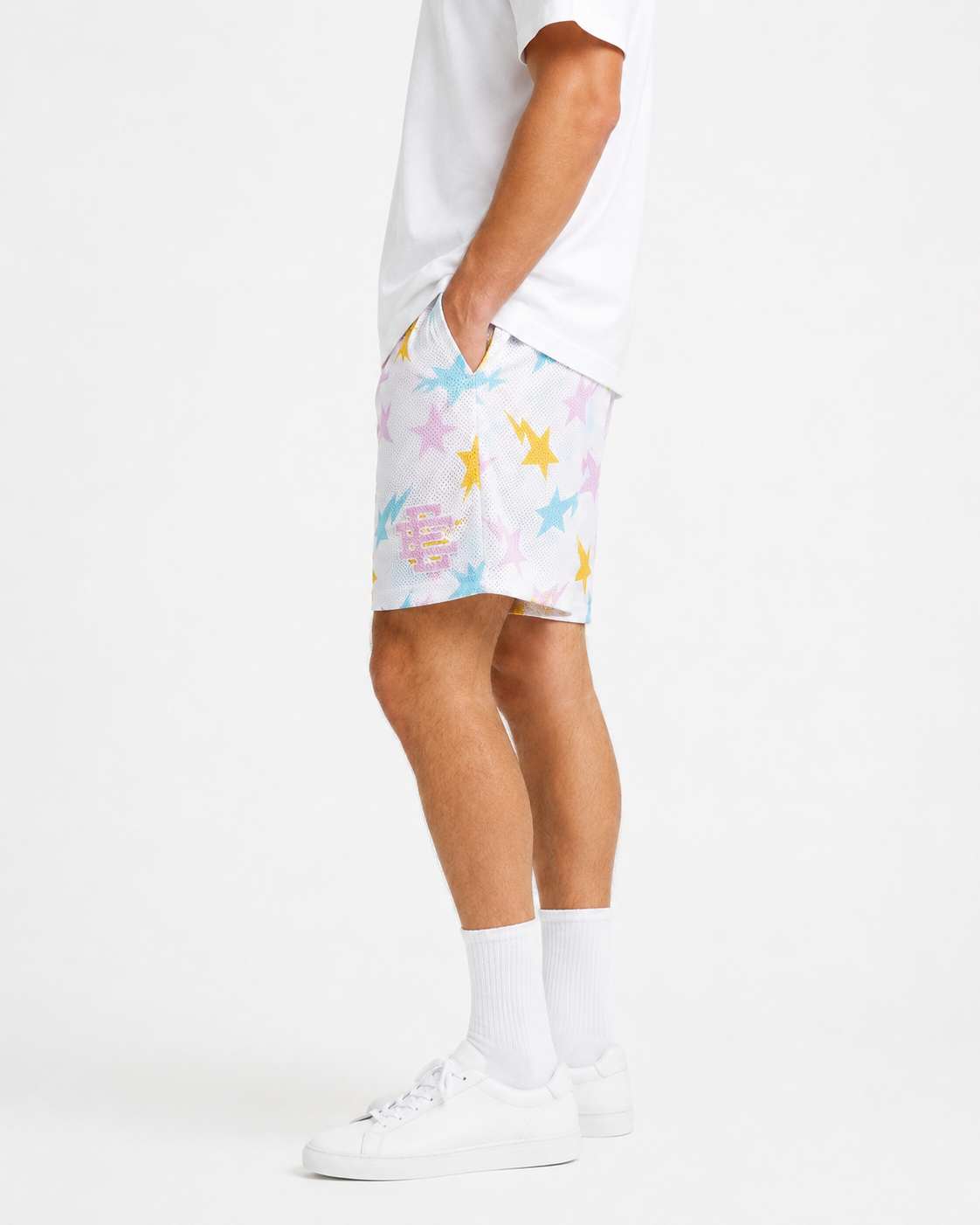 Pastel Starburst mesh shorts - lifestyle view