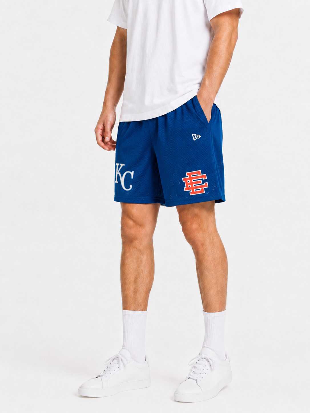 Royal KC Blue mesh shorts - lifestyle view