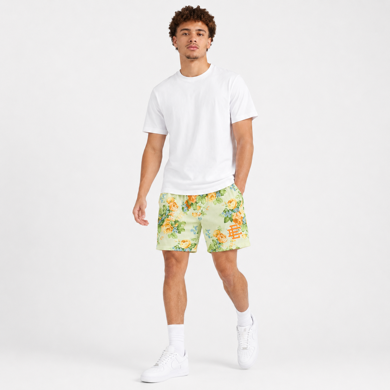 Pastel Floral mesh shorts - lifestyle view