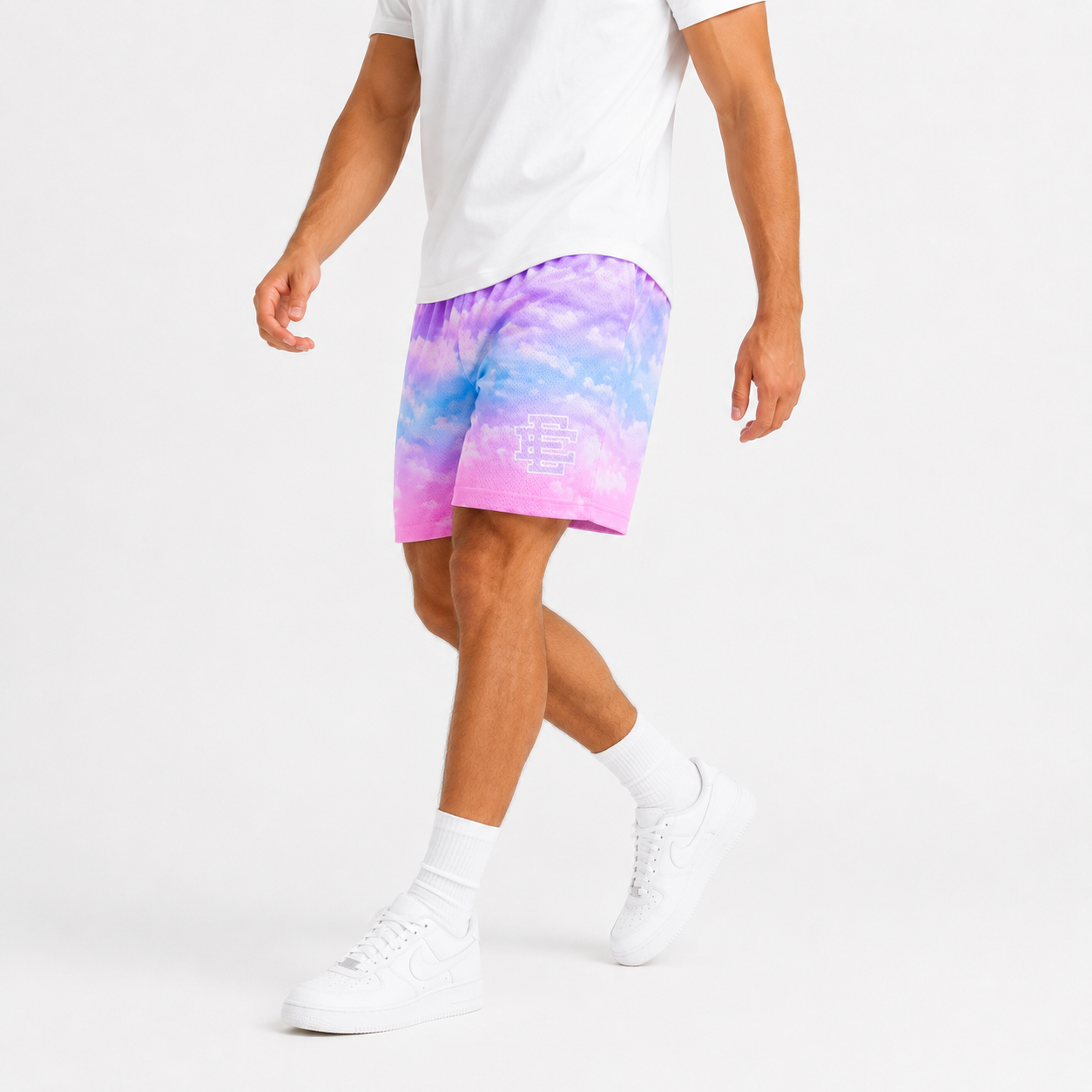 Pastel Cloud Wash mesh shorts - lifestyle view