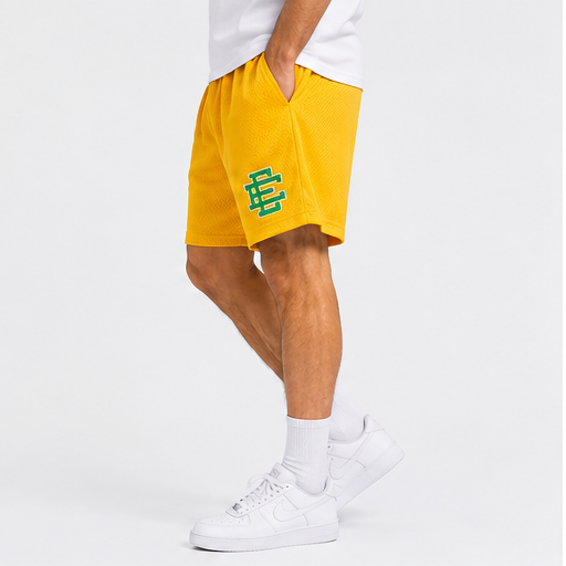 Varsity Gold mesh shorts - back angle view