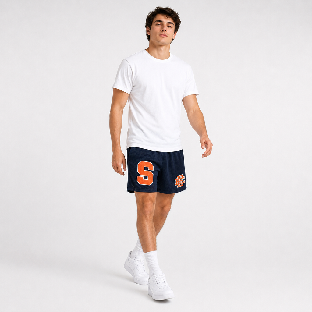 Syracuse Navy mesh shorts - lifestyle view