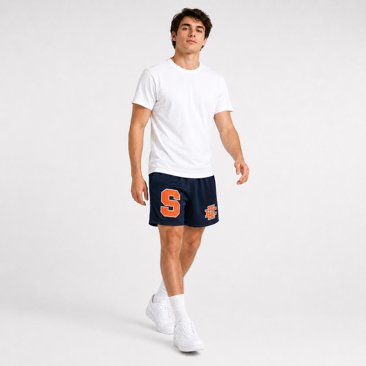 Syracuse Navy mesh shorts - lifestyle view