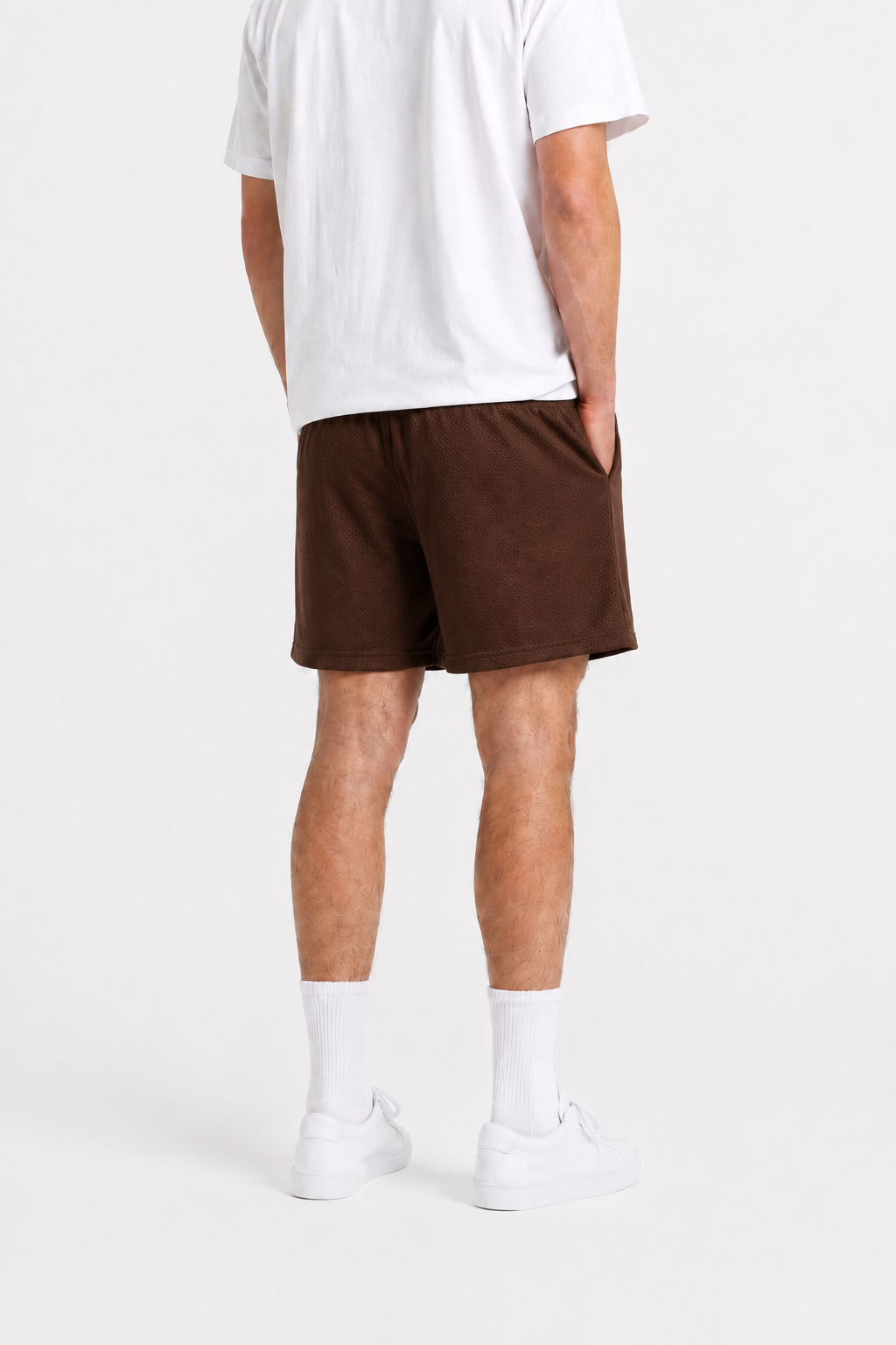 Cocoa Brown mesh shorts - side view