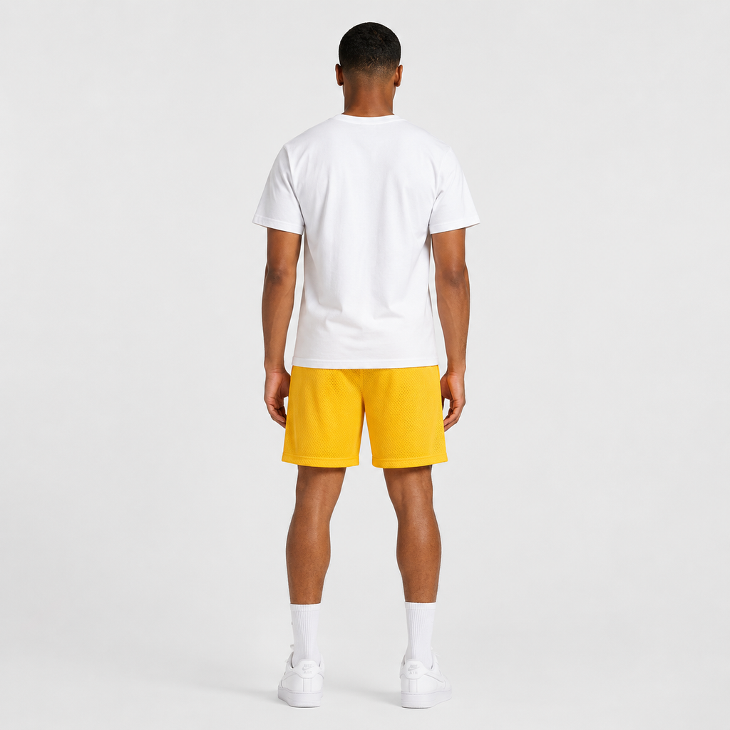 Athletics Gold mesh shorts - side view