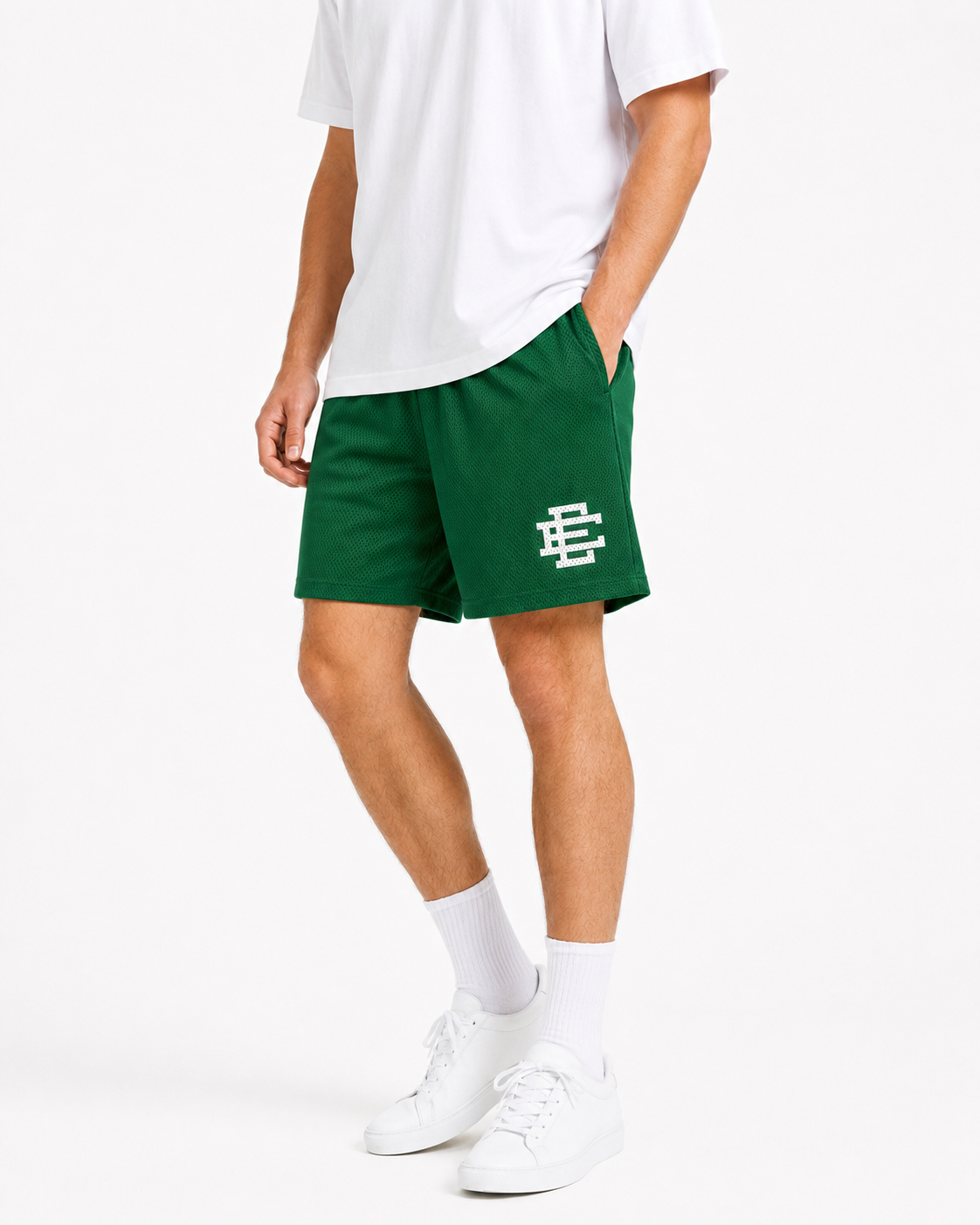 Field Green mesh shorts - side view