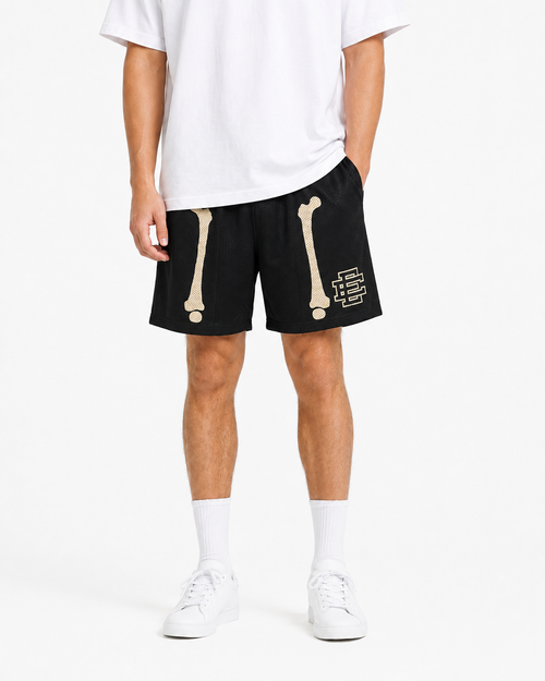 Black Bones mesh shorts - front angle view