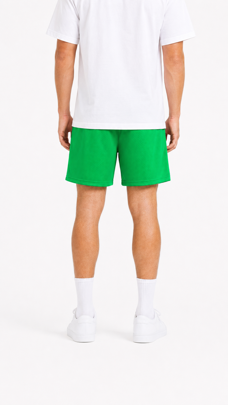 Kelly Green mesh shorts - back angle view