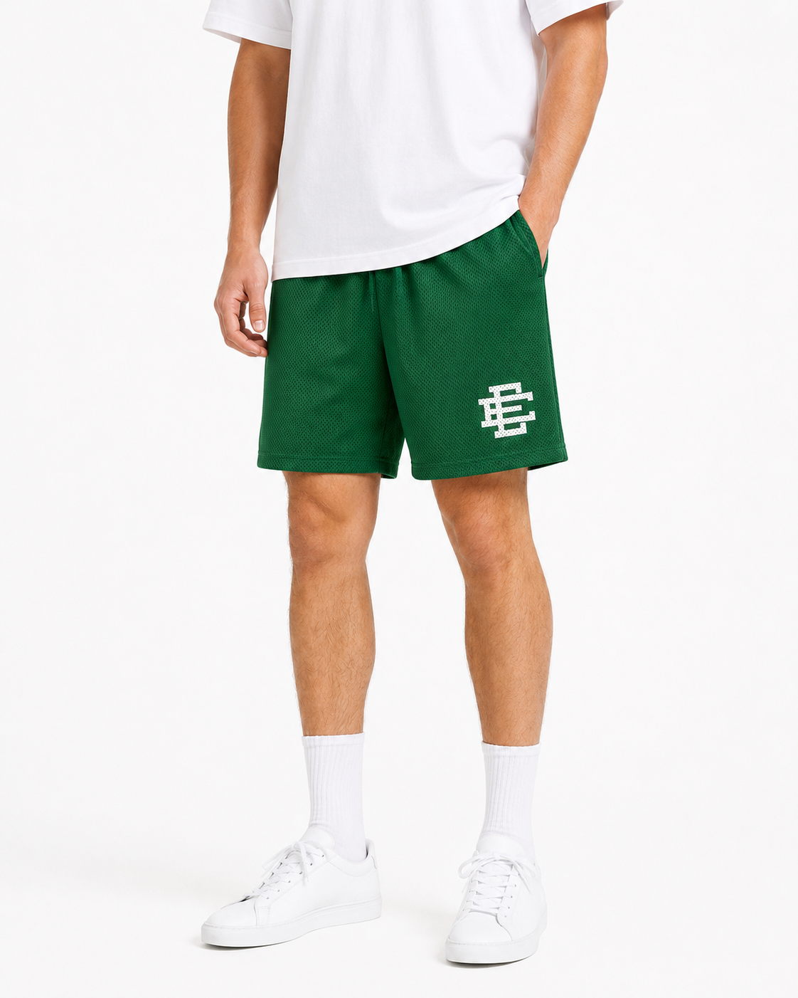 Field Green mesh shorts - front angle view