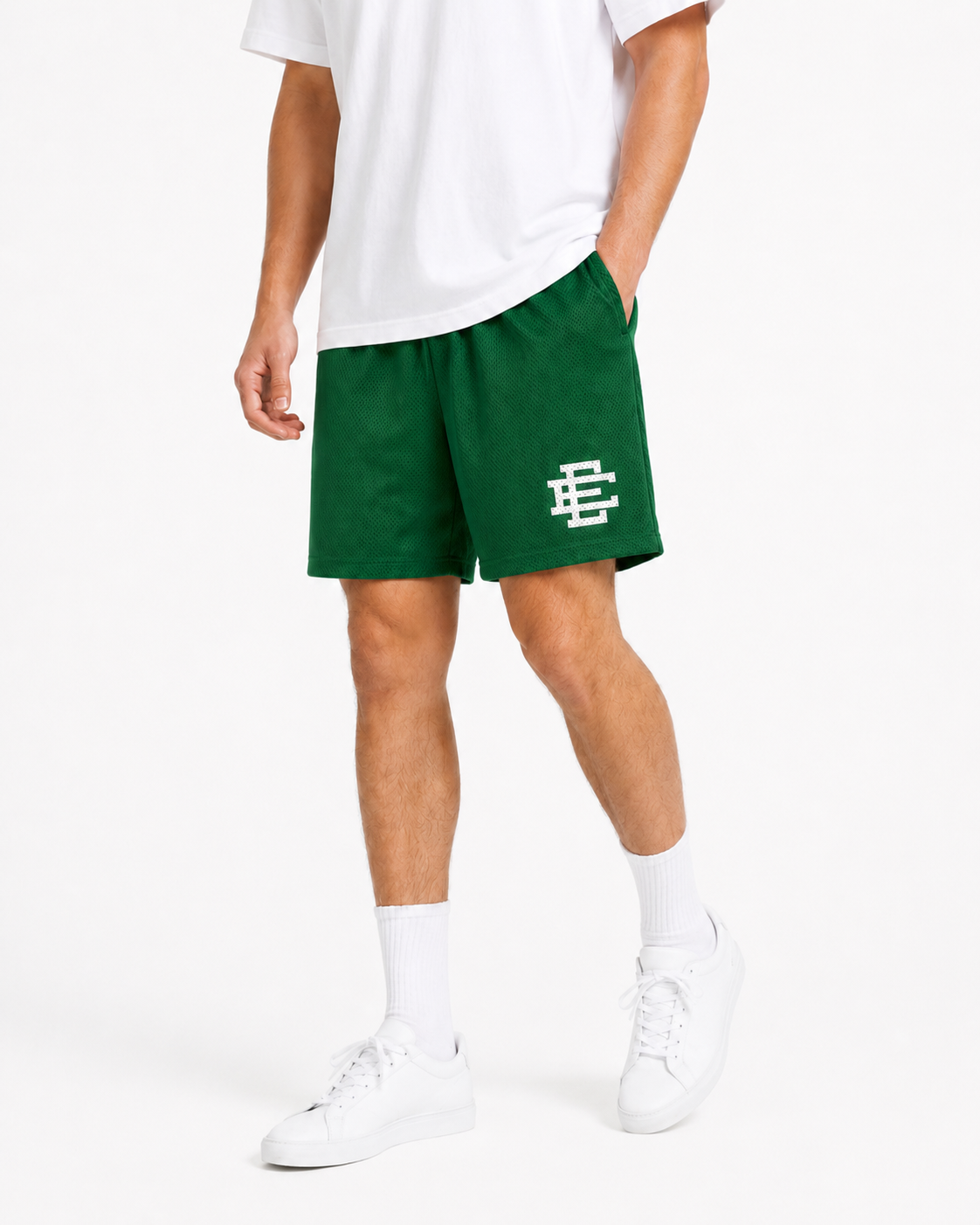 Field Green mesh shorts - lifestyle view