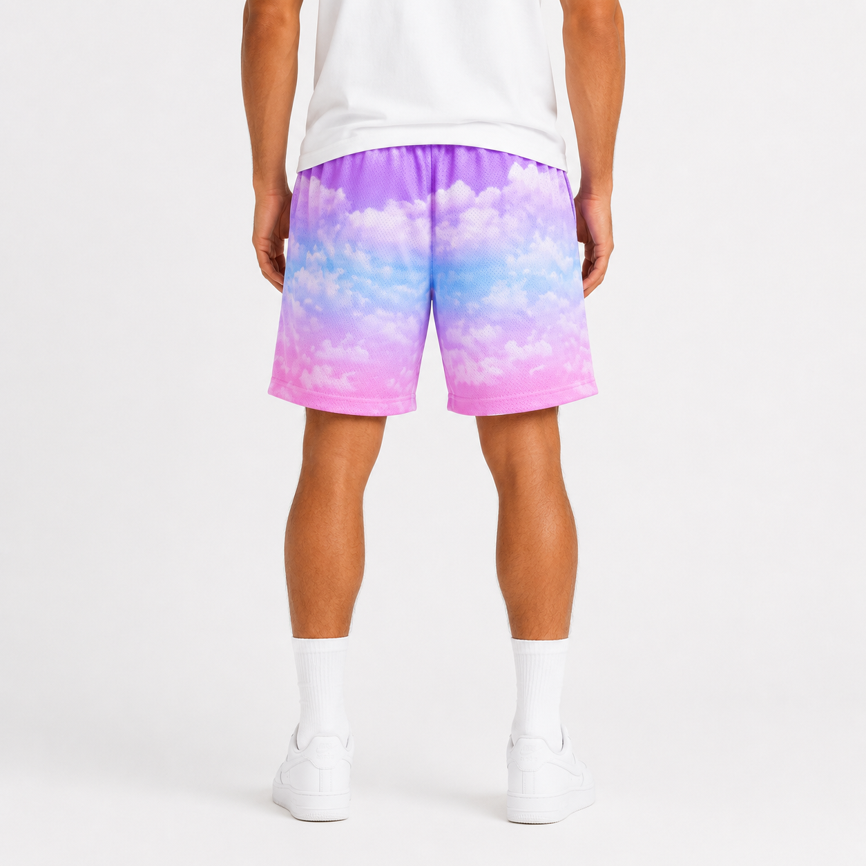 Pastel Cloud Wash mesh shorts - back angle view