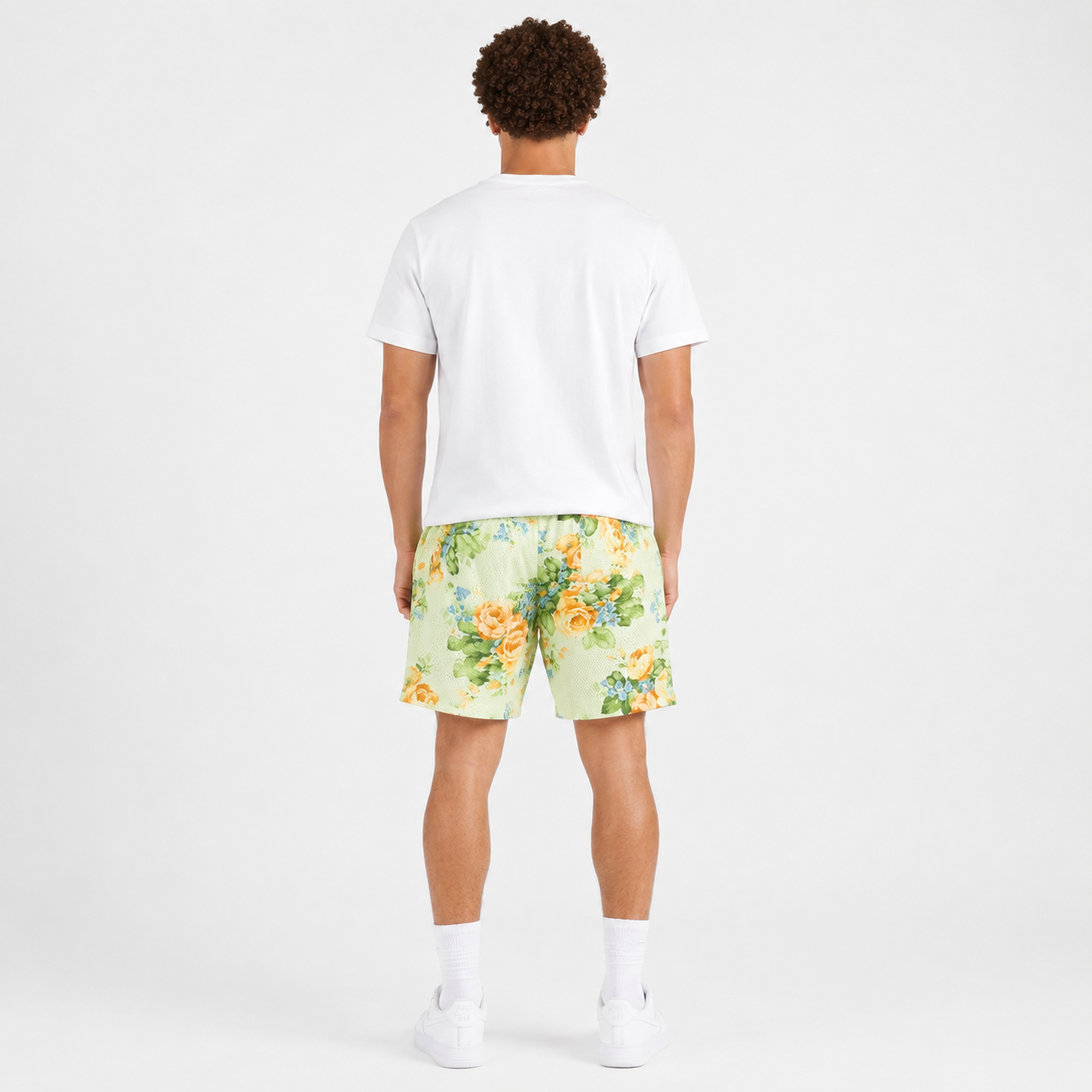 Pastel Floral mesh shorts - side view