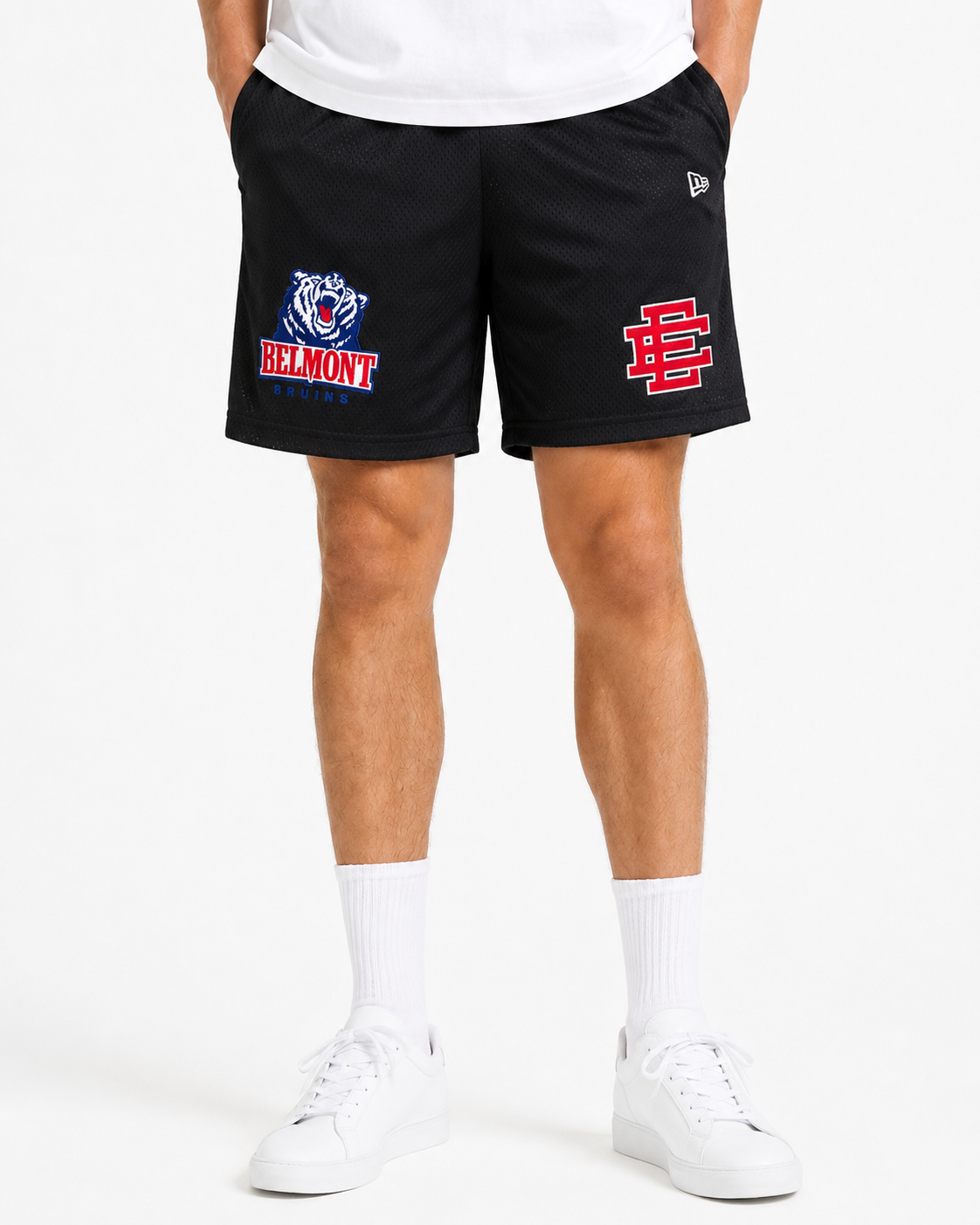 Black Belmont mesh shorts - lifestyle view