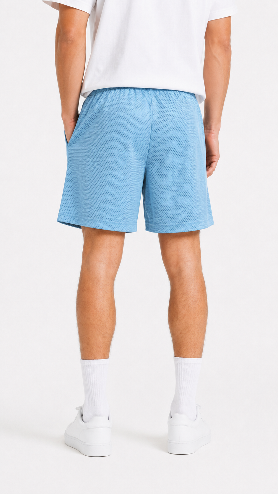 Powder Blue Phillies mesh shorts - front angle view