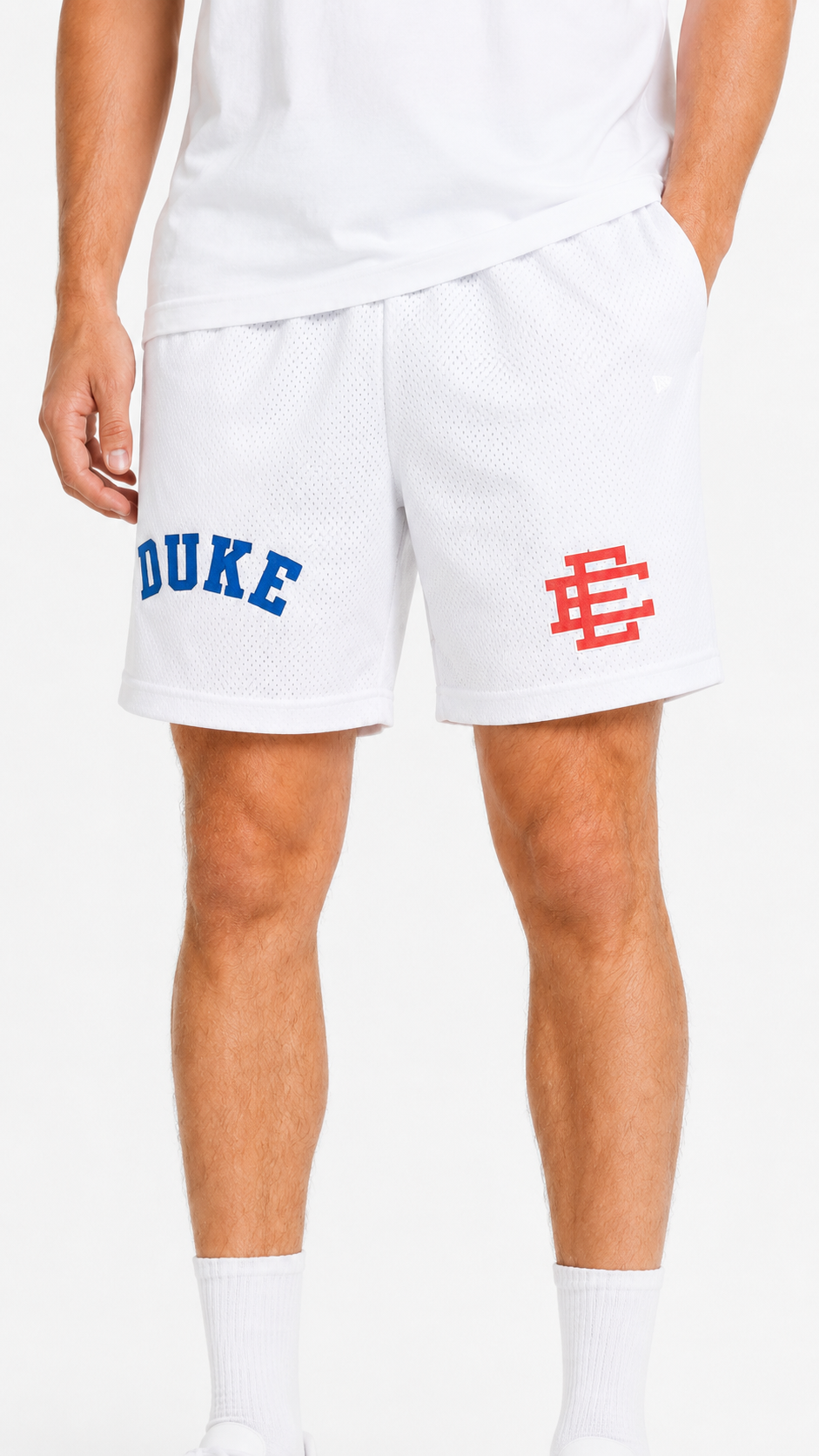 Duke White mesh shorts - back angle view