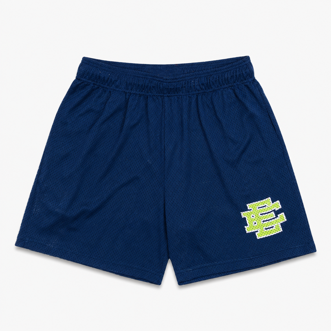 Navy Volt mesh shorts - front angle view