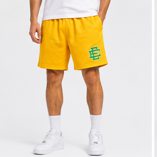 Varsity Gold mesh shorts - front angle view