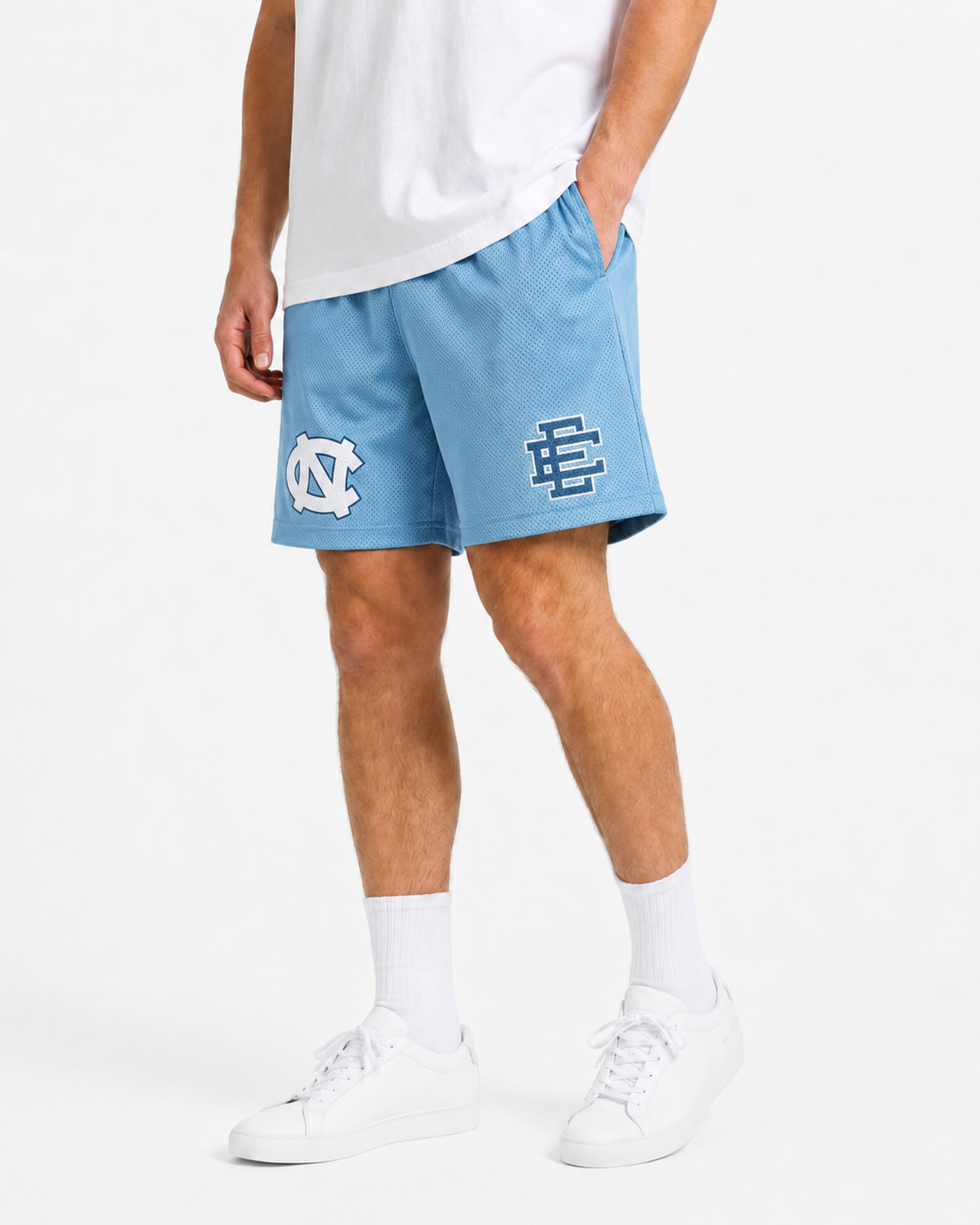 Carolina Blue mesh shorts - front angle view