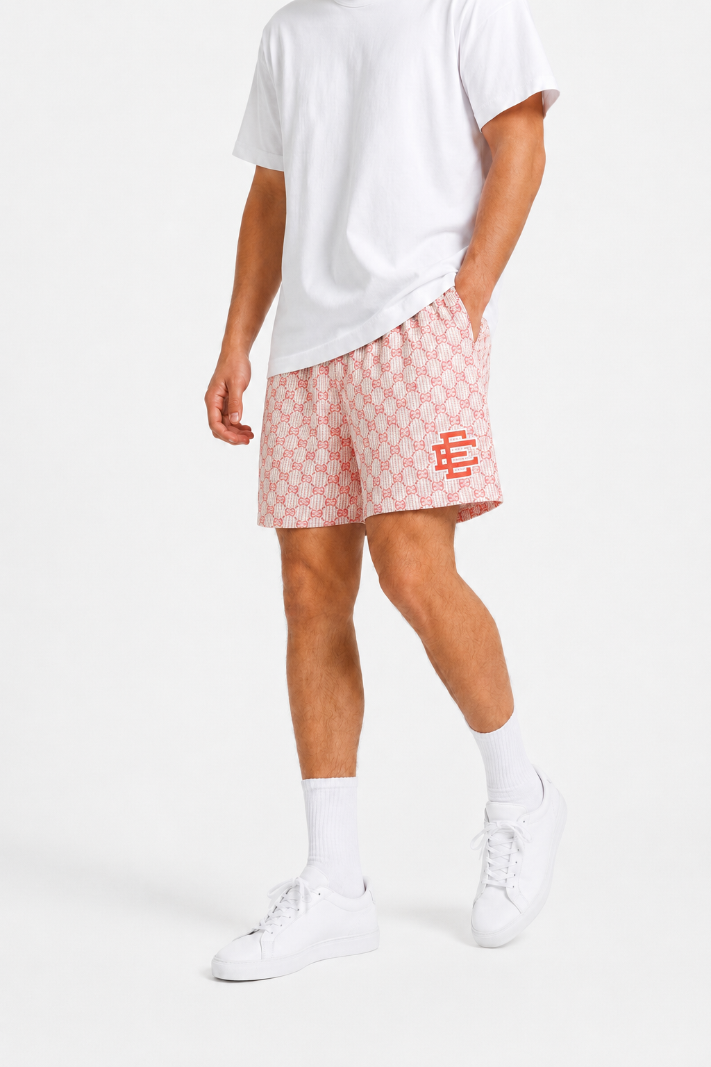 Blush Monogram mesh shorts - front angle view