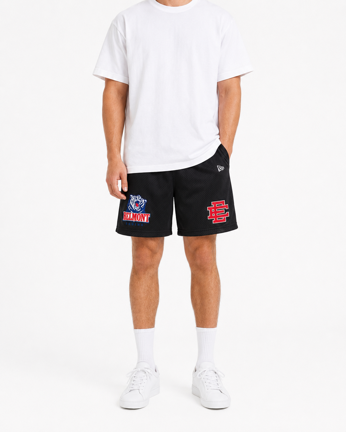 Black Belmont mesh shorts - back angle view