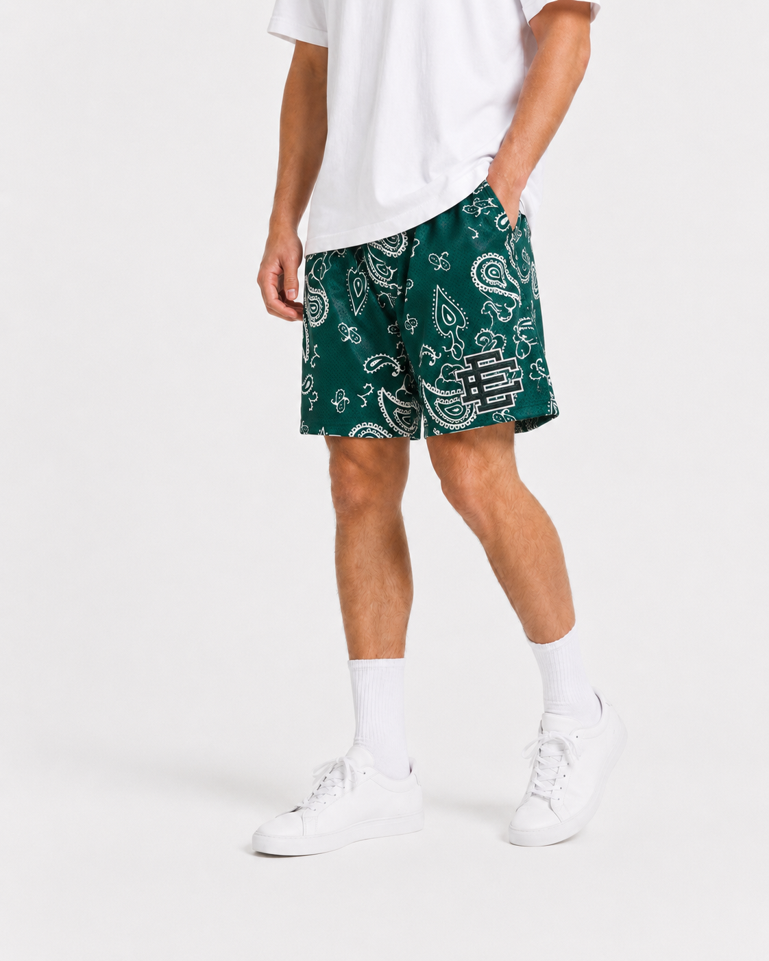 Emerald Paisley mesh shorts - side view