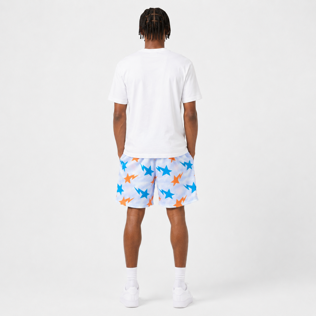 Sky Starburst mesh shorts - side view