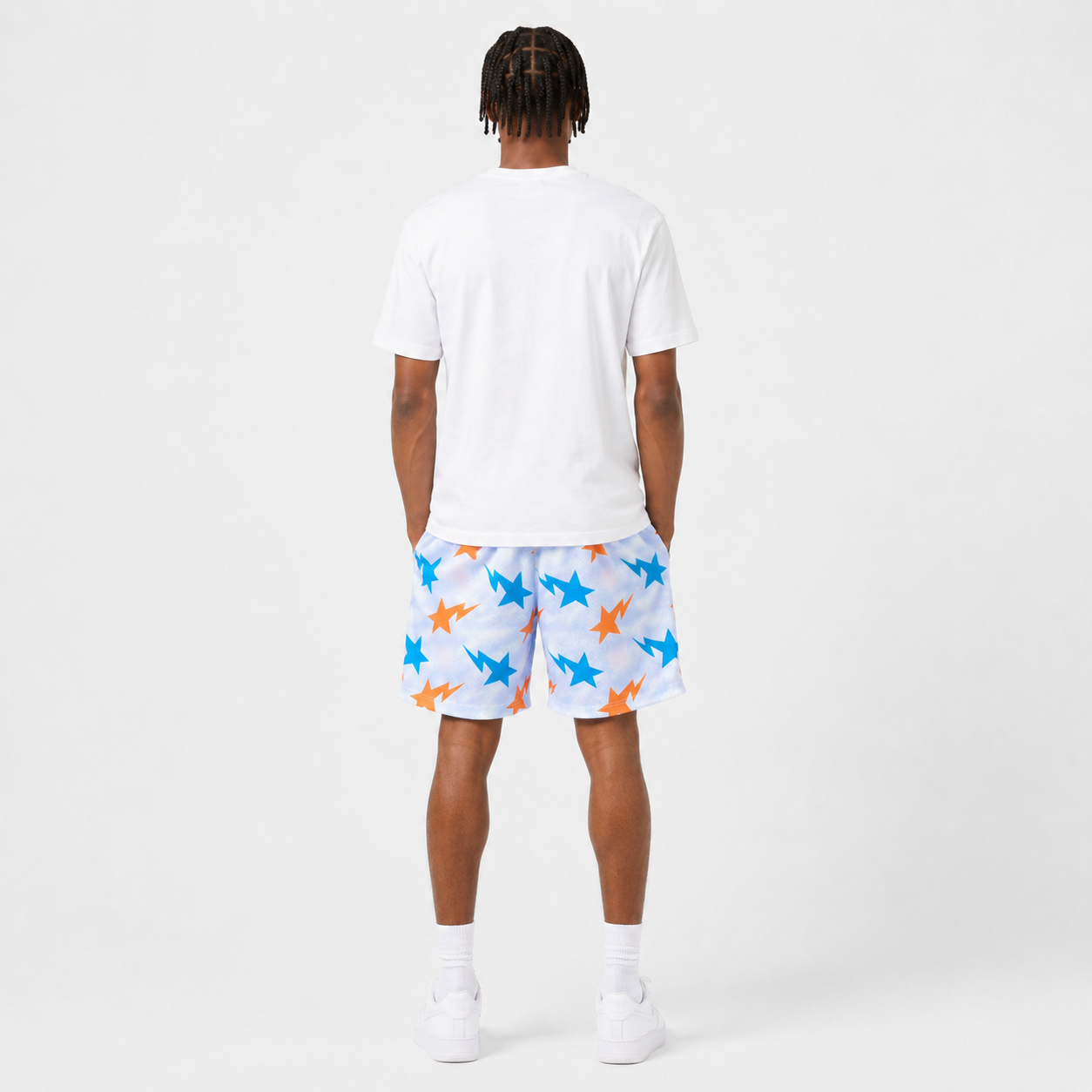Sky Starburst mesh shorts - side view