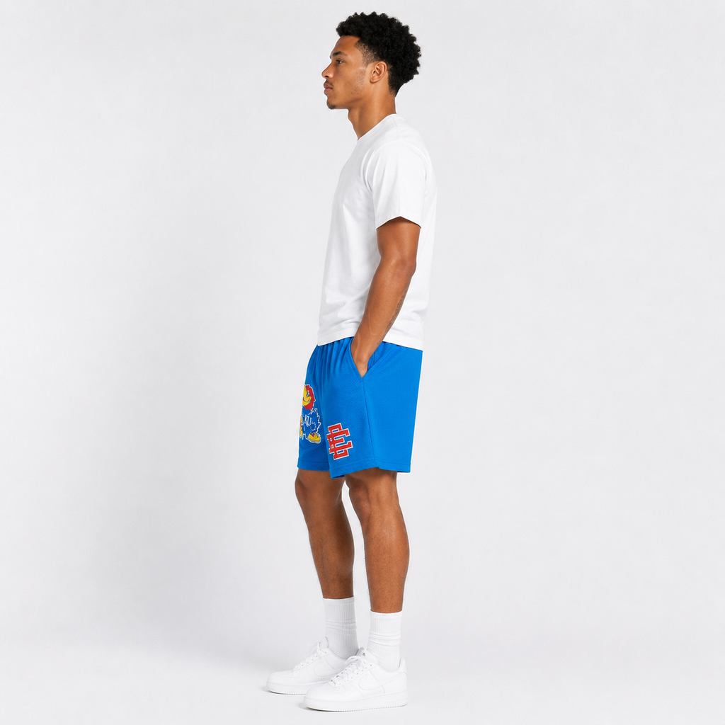 Kansas Blue mesh shorts - back angle view