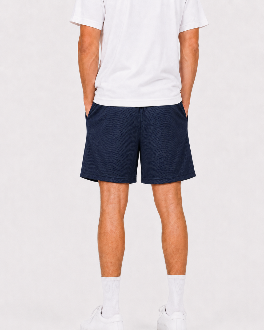 Navy Shamrock mesh shorts - lifestyle view