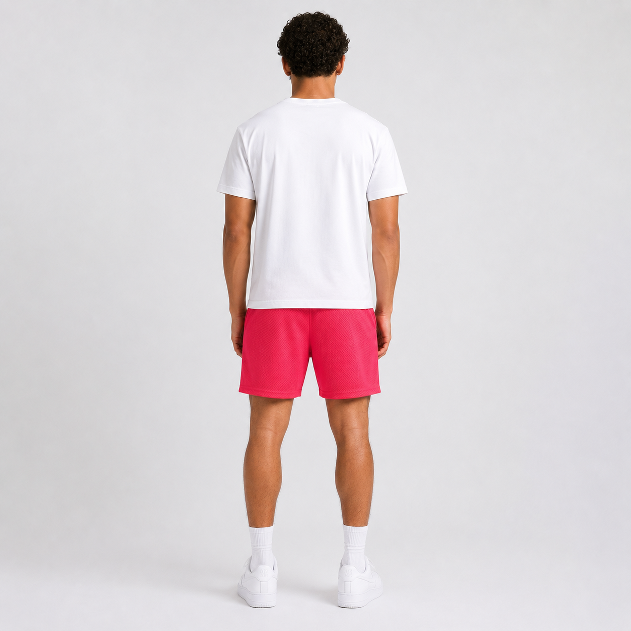 Hot Pink mesh shorts - side view