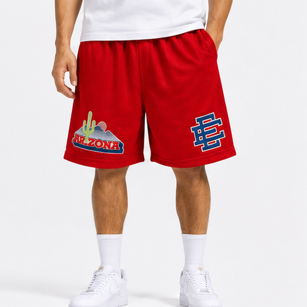 Arizona Red mesh shorts - front angle view