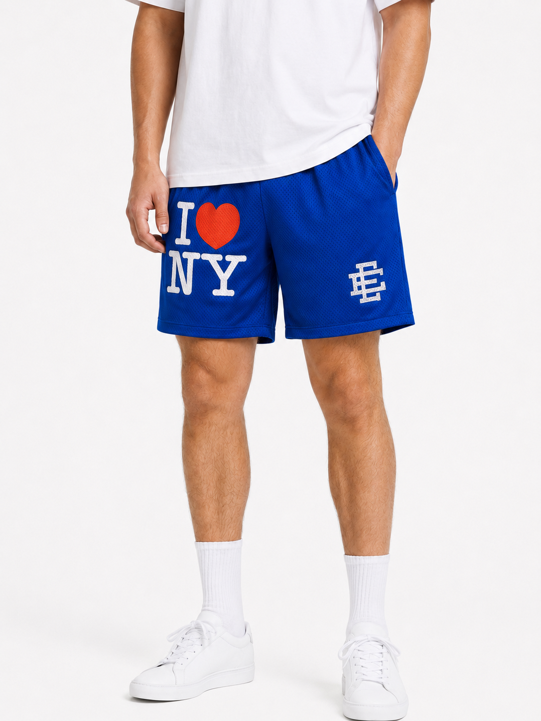 Royal I Love NY mesh shorts - side view