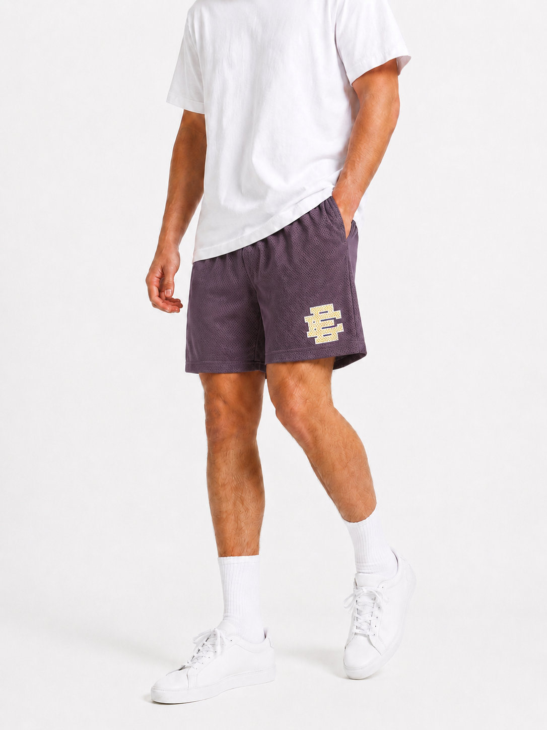 Merlot Cream mesh shorts - back angle view