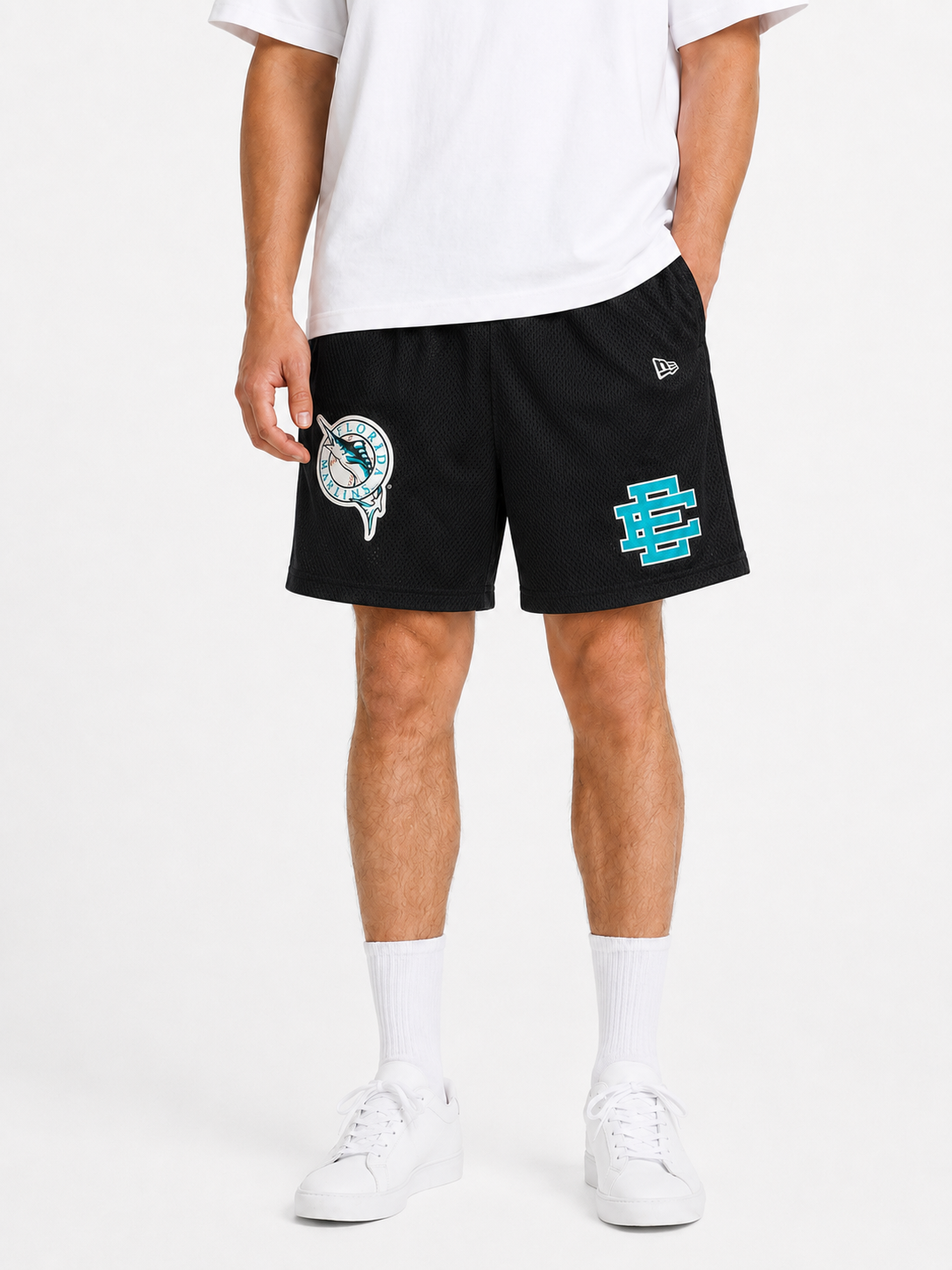 Black Marlin mesh shorts - back angle view