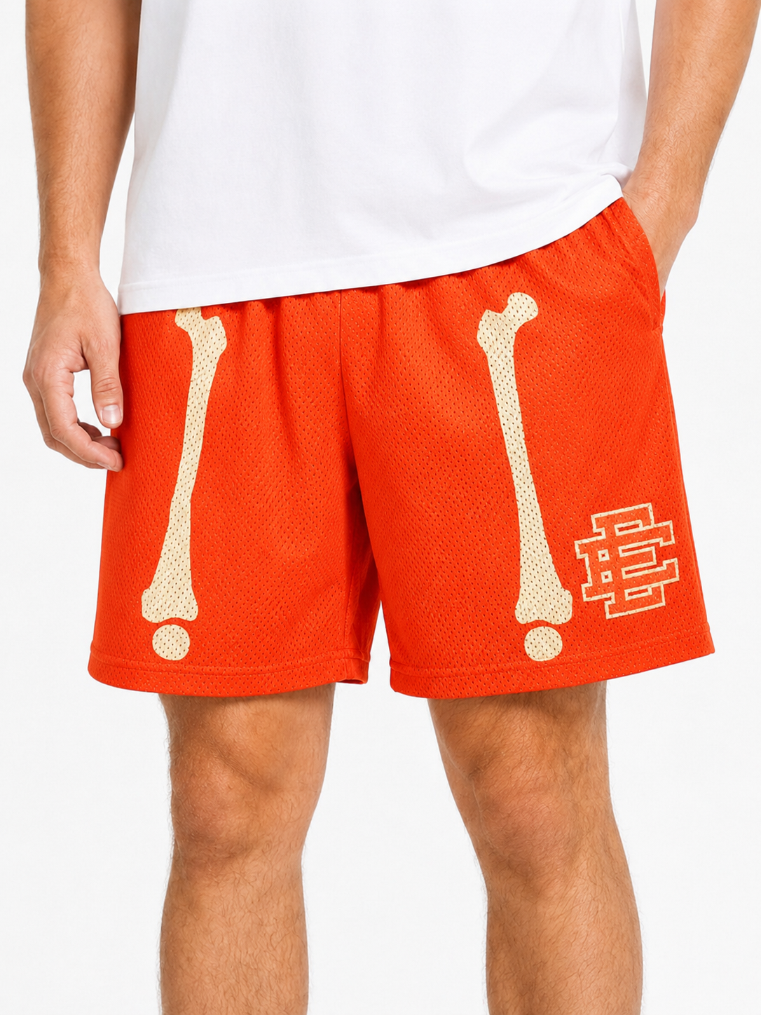 Red Bones mesh shorts - back angle view